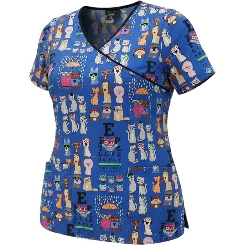 Cherokee Whimsical Tooniforms M‎ Vet Tech Scrub Tops Bundle Kawaii Nurse Core - Picture 4 of 16